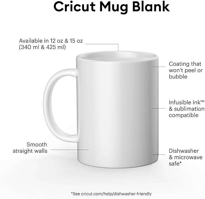 Cricut Mug Press Ceramic Mug Blank 15oz 2/Pkg-White - Image 4
