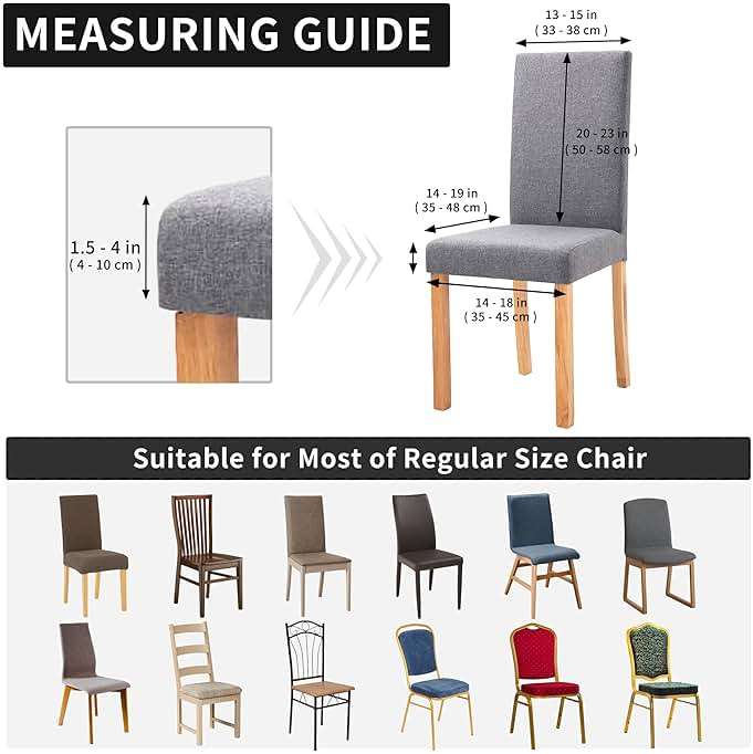 Easy-Going 100% Waterproof Dining Room Chair Cover Set of 6, Stretch Jacquard Parson Chair Slipcover Removable Washable Chair Protector for Home, Restaurant, Banquet (Large, Light Gray) - Image 3