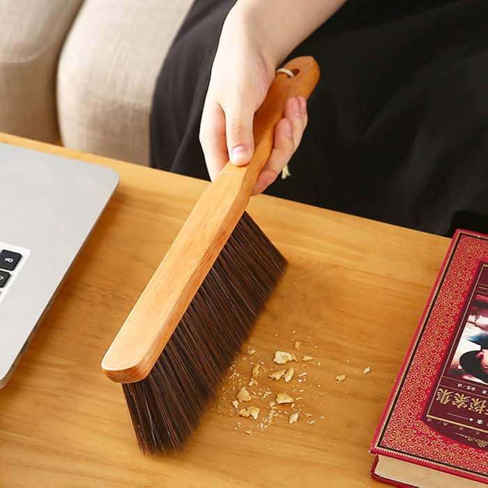 Hand Broom, Dust Brush, Horse Hair Brush with Wood Handle, Duster for Counter, Bench, Car, Furniture, Bed, Woodworking Cleaning - Image 8