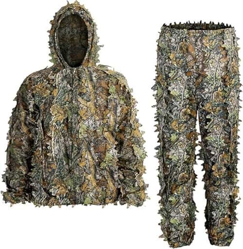 SCYLFEHDP Ghillie Suit, 3D Leafy Ghillie Suit and Camo Suit, Ghillie Suit for Men, Camouflage Suits, Turkey Hunting, Lightweight Gear Hunting Clothes for Outdoor Woodland and Halloween. - Product Image