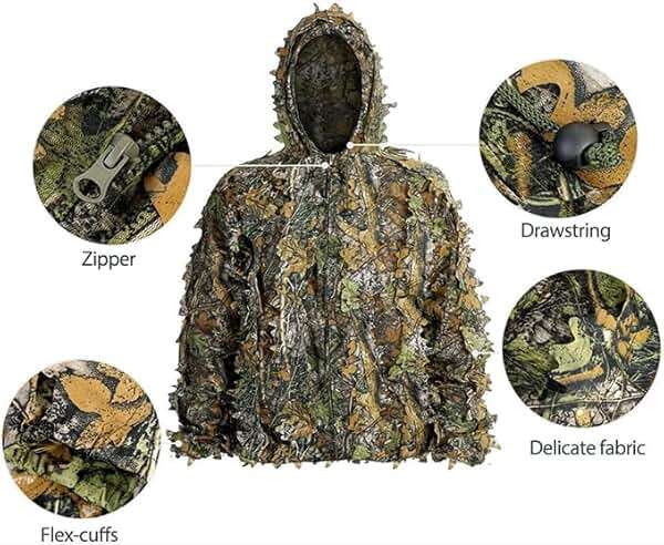 SCYLFEHDP Ghillie Suit, 3D Leafy Ghillie Suit and Camo Suit, Ghillie Suit for Men, Camouflage Suits, Turkey Hunting, Lightweight Gear Hunting Clothes for Outdoor Woodland and Halloween. - Image 2