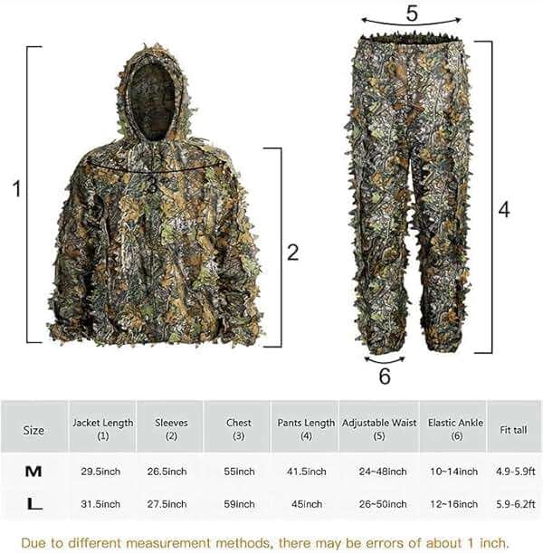 SCYLFEHDP Ghillie Suit, 3D Leafy Ghillie Suit and Camo Suit, Ghillie Suit for Men, Camouflage Suits, Turkey Hunting, Lightweight Gear Hunting Clothes for Outdoor Woodland and Halloween. - Image 4