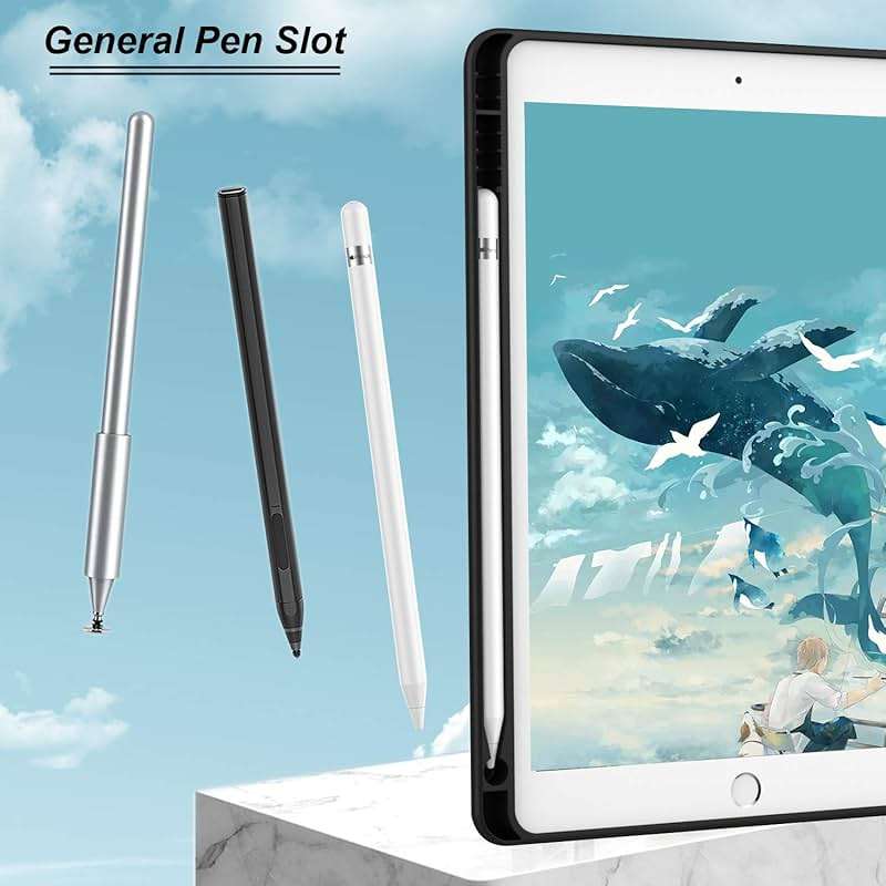 iMieet iPad 9th Generation Case 2021/iPad 8th Generation Case 2020 10.2 Inch with Pencil Holder, iPad 7th Gen 2019 Case with Soft Baby Skin Silicone Back, Auto Wake/Sleep Cover (Black) - Image 8