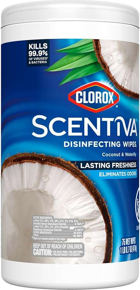 Clorox Scentiva Disinfecting Wipes, Coconut and Waterlily, Antibacterial, 75 Count - Image 9