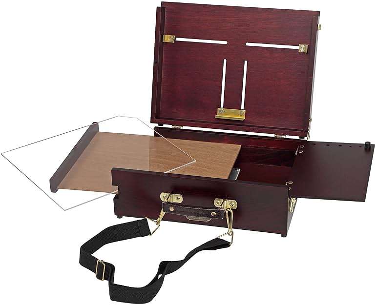Soho Urban Artist Scout Pochade Box for Plein Air Painting Easel with Storage, Lightweight & Portable, Mahogany Finish - Image 1