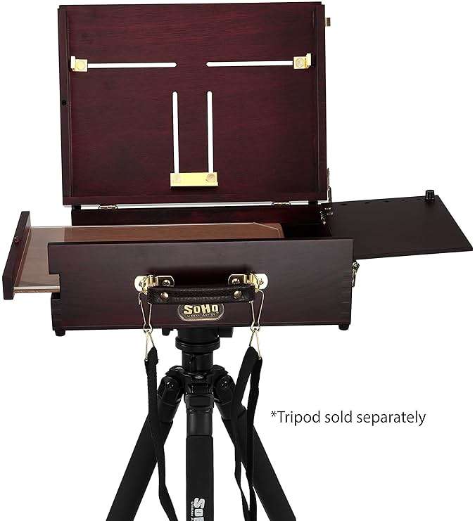 Soho Urban Artist Scout Pochade Box for Plein Air Painting Easel with Storage, Lightweight & Portable, Mahogany Finish - Image 5