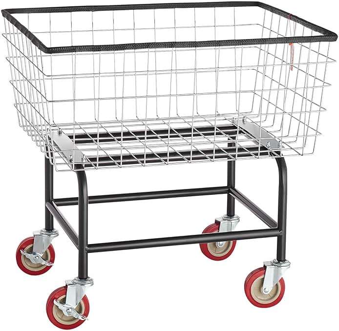 VEVOR Wire Laundry Cart, 2.8Bushel Wire Laundry Basket with Wheels, 26.7''x21.7''x26.4'' Commercial Basket Cart, Steel Frame with Chrome Finish, 4" Casters - Image 8