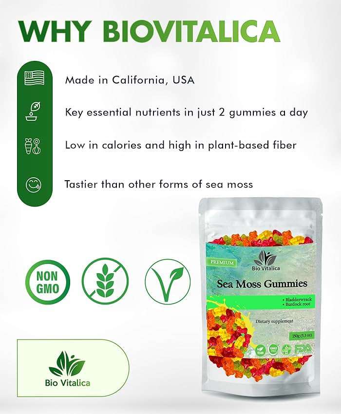 Sea Moss Gummies - Irish sea Moss raw Organic, Bladderwrack, Burdock Root. Contains Sea Moss Gel and Powder. Superfoods for Vegan, Keto and Dr Sebi Diet. Immune Boosting (1, Original) - Image 7