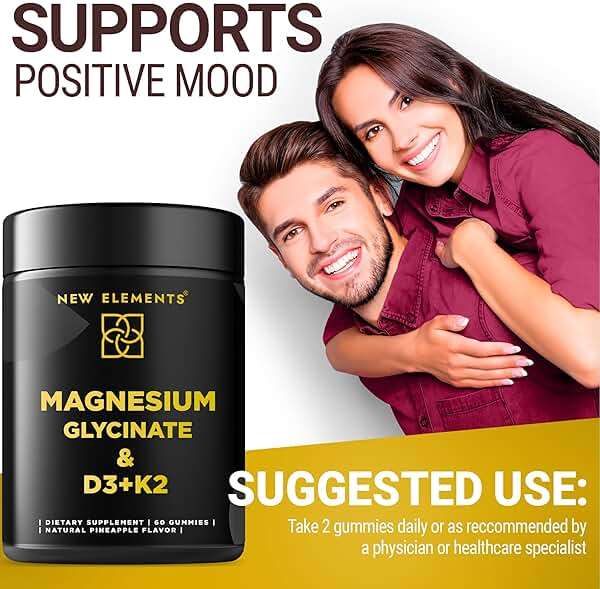 Calm Magnesium Glycinate Gummies 500mg with High-Potency Vitamin D3 10000iu & Vitamin K2 100mcg | Stress Relief, Relaxation & Bone Support for Adults | Vegan, Non-GMO, Gluten-Free, Pineapple Flavor - Image 6