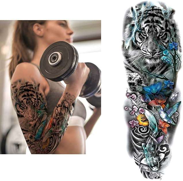 Aresvns Halloween Temporary Sleeve Tattoo for Men and Women (L19“xW7”),Waterproof Japanese Military Fake Tattoos Long lasting,Full Arm Totem Temporary Tattoos for BBQ Pool Beach Party - Image 5