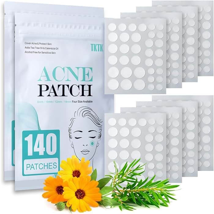 TKTK Pimple Patch Acne Patch, 4 Sizes 280 Patches Acne Absorbing Cover Patch, Hydrocolloid Invisible Acne Patches For Face Zit Patch Acne Dots Tea Tree, Calendula Oil - 2 Pack - Product Image