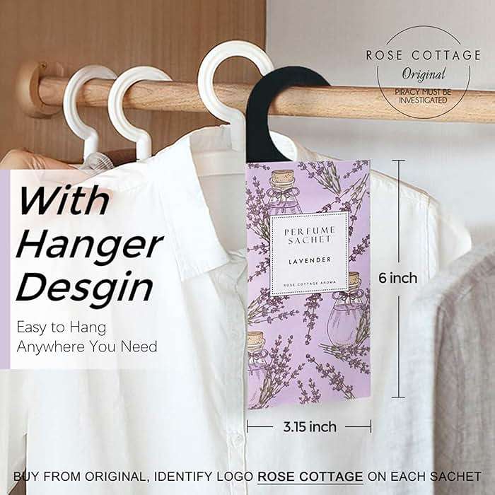 ROSE COTTAGE Large 12 Packs Lavender Hanging Closet Deodorizer Air Freshener Long Lasting Scented Sachets Smell Goods for House - Image 2