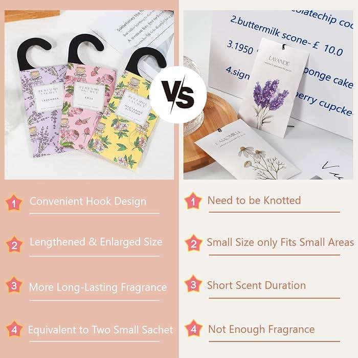 ROSE COTTAGE Large 12 Packs Lavender Hanging Closet Deodorizer Air Freshener Long Lasting Scented Sachets Smell Goods for House - Image 4