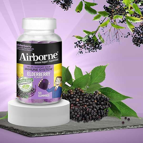 Airborne Elderberry + Zinc & Vitamin C Gummies For Adults, Immune Support Vitamin D & Zinc Gummies With Powerful Antioxidant Vitamins C D & E - 50 Gummies, Elderberry Flavor - Image 11