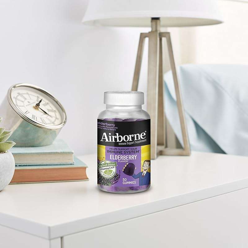 Airborne Elderberry + Zinc & Vitamin C Gummies For Adults, Immune Support Vitamin D & Zinc Gummies With Powerful Antioxidant Vitamins C D & E - 50 Gummies, Elderberry Flavor - Image 16