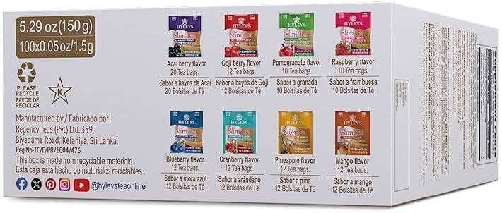 HYLEYS Slim Tea 9 Flavor Assortment 100 Ct - Weight Loss Herbal Supplement Cleanse and Detox - 100 Tea Bags (9 Pack) - Herbal Tea Variety Pack - Image 14