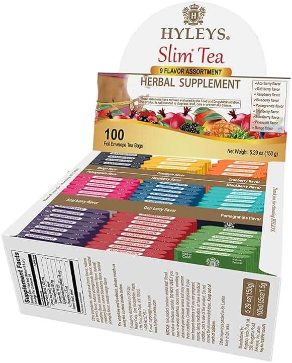 HYLEYS Slim Tea 9 Flavor Assortment 100 Ct - Weight Loss Herbal Supplement Cleanse and Detox - 100 Tea Bags (9 Pack) - Herbal Tea Variety Pack - Image 7