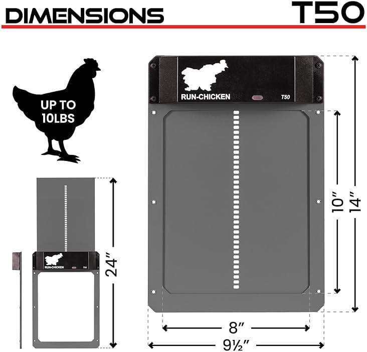 RUN-CHICKEN Door T50 – Automatic Chicken Coop Door Opener, Battery Powered & Weatherproof Aluminum, Smart App & Timer Control, Predator Proof, Easy Install, Reliable All-Season Performance (Gray) - Image 7