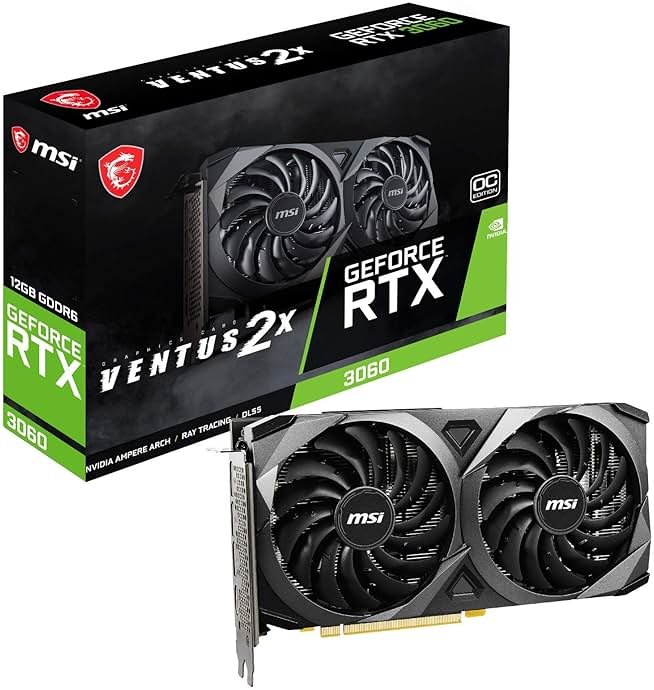 MSI GeForce RTX 3060 Ventus 2X 12G OC, Gaming Graphics Card - NVIDIA RTX 3060, 12GB GDDR6 Memory, 192-bit, 15 Gbps - Product Image