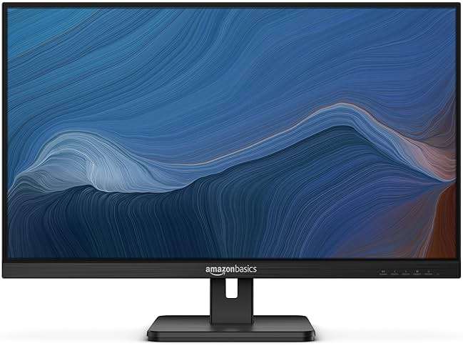 Amazon Basics 27 in IPS Monitor, Full HD 1080P, 75 Hz, Adjustable Stand, HDMI, Display Port, VGA Input, Built-in Speakers, VESA Compatible, Black - Image 1