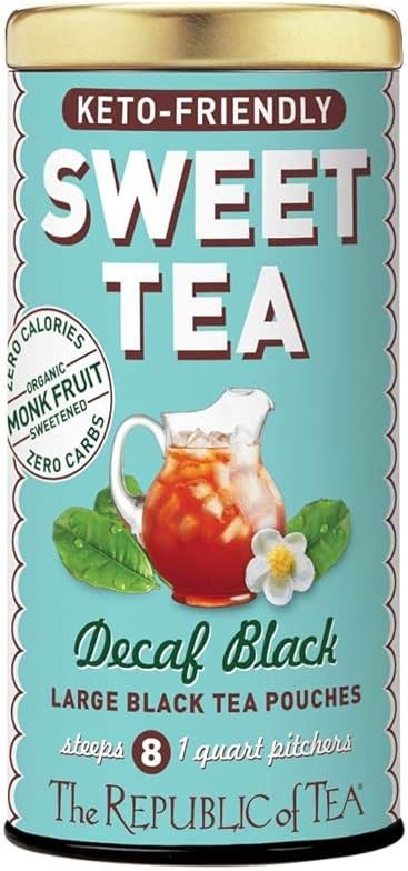 The Republic of Tea – Keto-Friendly Sweet Iced Decaf Black Tea, 8 Large Quart-Sized Iced Tea Pouches, Decaffeinated - Product Image