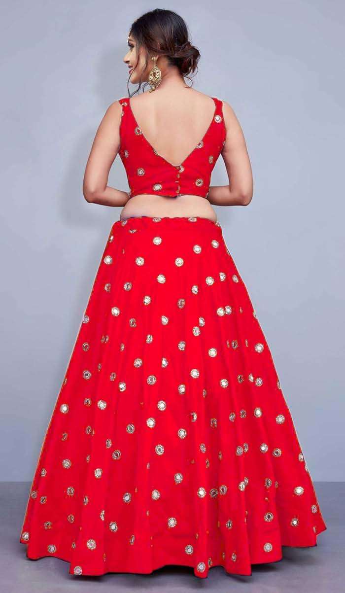 Women's wear Silk Material Indian Traditional Embroidered Worked Lehenga Choli (8061-U) - Image 4