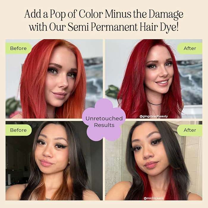 INH Semi Permanent Hair Color | Color Depositing Conditioner | Ruby Red Hair Dye | No Bleach & No Peroxide Temporary Tint for Women & Men | Vegan, Ammonia Free, & Sulfate Free | Ready to Use, 6oz - Image 2