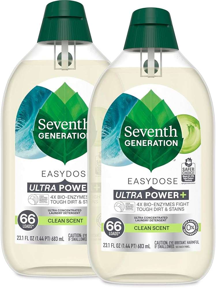 Seventh Generation Laundry Detergent Ultra Concentrated Clean Scent oz 2 Pack 132 Loads, Clear, Power Plus, 23.1 Ounce - Image 1