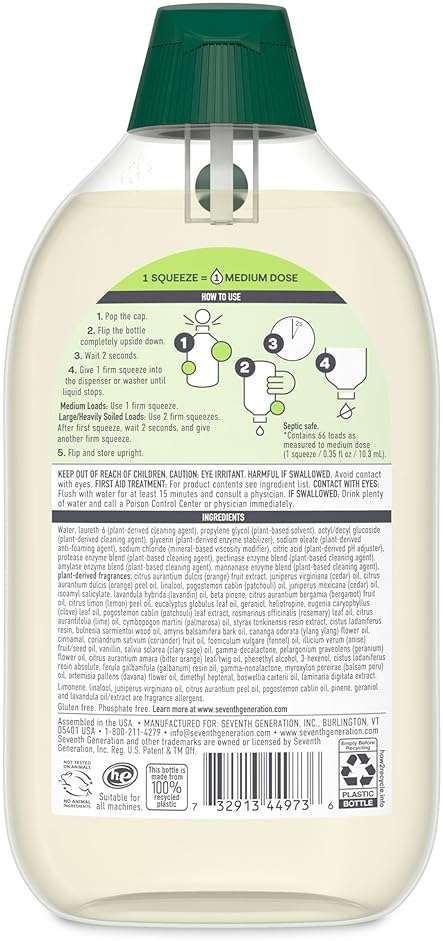 Seventh Generation Laundry Detergent Ultra Concentrated Clean Scent oz 2 Pack 132 Loads, Clear, Power Plus, 23.1 Ounce - Image 2