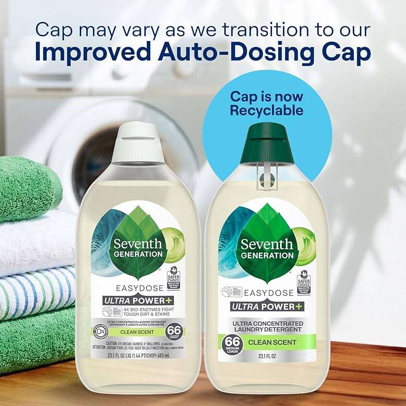 Seventh Generation Laundry Detergent Ultra Concentrated Clean Scent oz 2 Pack 132 Loads, Clear, Power Plus, 23.1 Ounce - Image 6