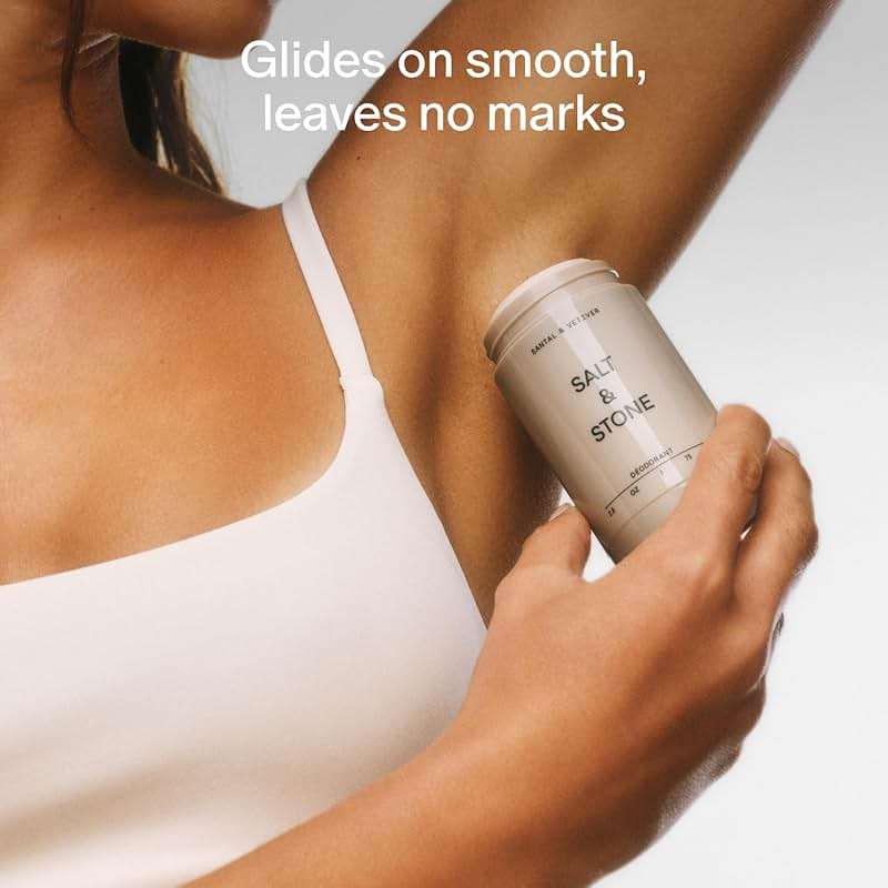 Salt & Stone Aluminum Free Deodorant | Extra Strength 48 Hour Protection for Women & Men | Made with Seaweed Extracts, Niacinamide & Prebiotics | Santal & Vetiver - Image 4