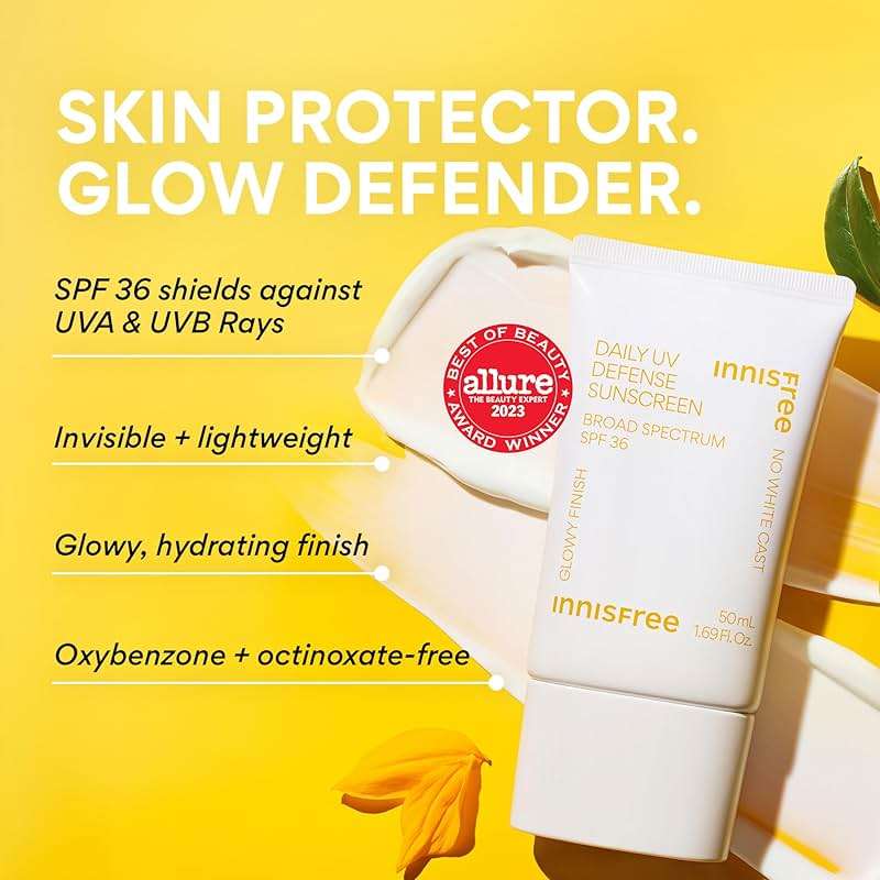 innisfree Daily UV Defense SPF 50+ PA++++ Korean Face & Body Sunscreen, Broad Spectrum, Invisible Finish, No White Cast, Lightweight, Hydrating - Image 2
