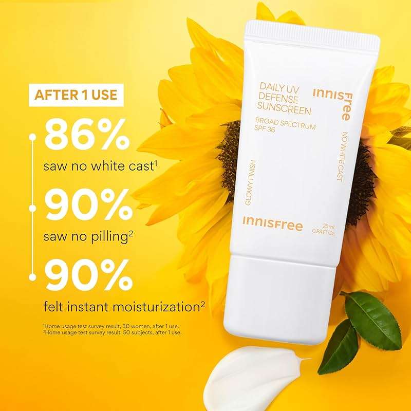 innisfree Daily UV Defense SPF 50+ PA++++ Korean Face & Body Sunscreen, Broad Spectrum, Invisible Finish, No White Cast, Lightweight, Hydrating - Image 3