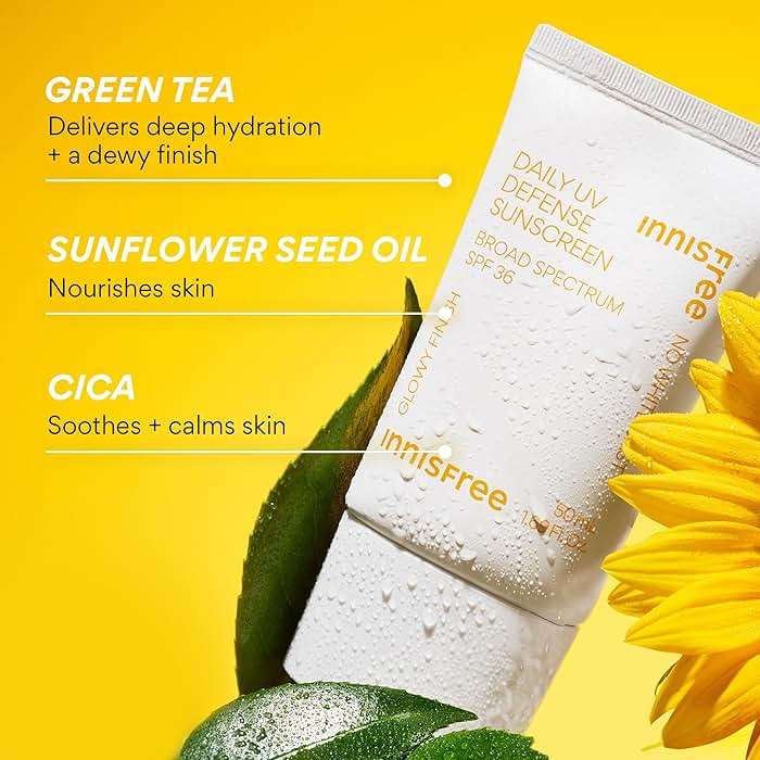innisfree Daily UV Defense SPF 50+ PA++++ Korean Face & Body Sunscreen, Broad Spectrum, Invisible Finish, No White Cast, Lightweight, Hydrating - Image 5