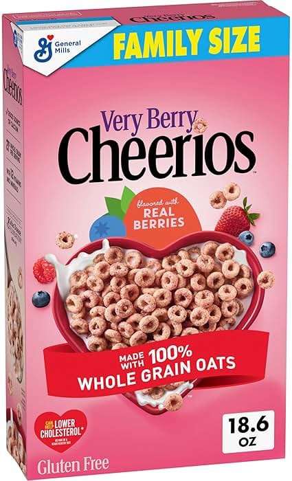 Very Berry Cheerios, Heart Healthy Gluten Free Breakfast Cereal, Made with Whole Grain Oats, Family Size, 18.6 oz - Product Image