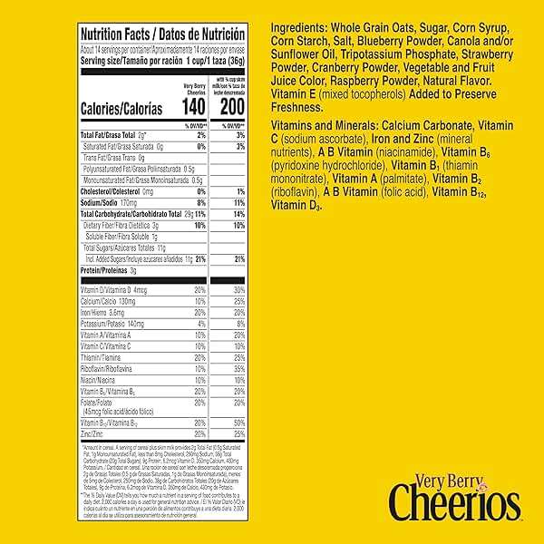 Very Berry Cheerios, Heart Healthy Gluten Free Breakfast Cereal, Made with Whole Grain Oats, Family Size, 18.6 oz - Image 2