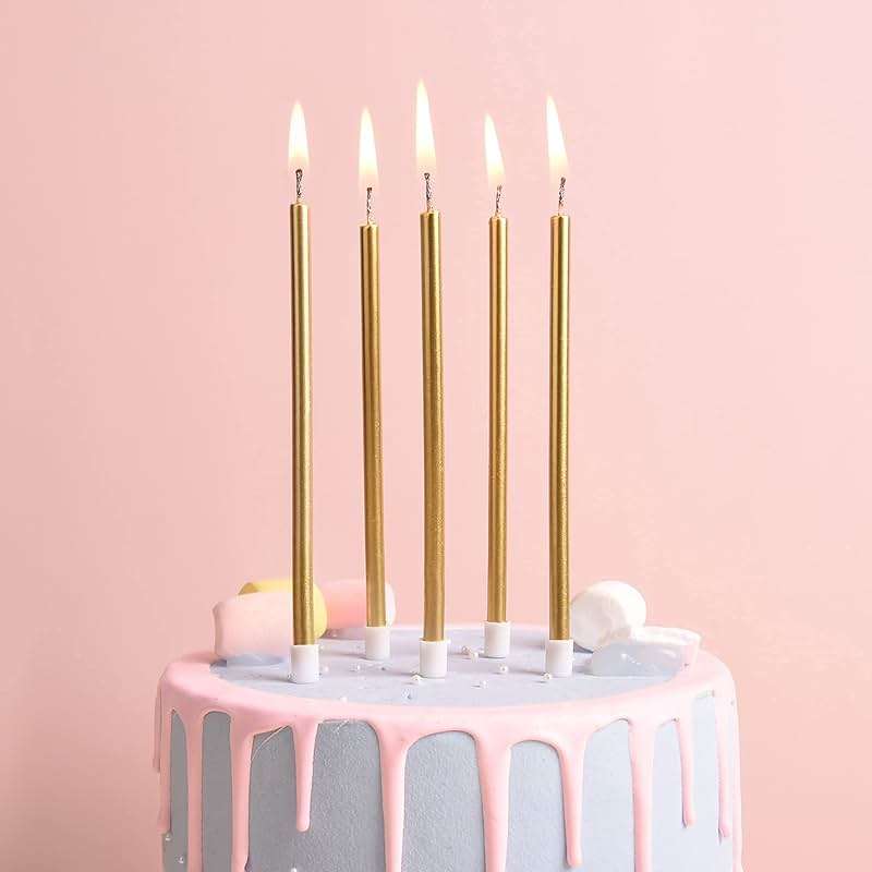 PHD CAKE Gold Long Thin Metallic Birthday Candles, Cake Candles, Birthday Parties, Wedding Decorations, Party Candles, Cake Decorations - Image 3