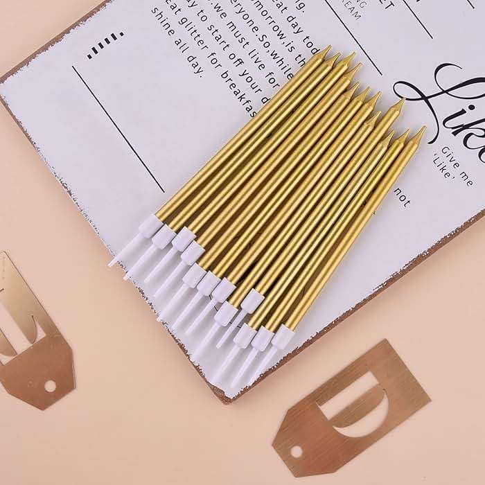 PHD CAKE Gold Long Thin Metallic Birthday Candles, Cake Candles, Birthday Parties, Wedding Decorations, Party Candles, Cake Decorations - Image 4