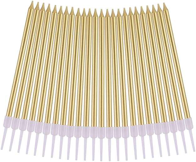 PHD CAKE Gold Long Thin Metallic Birthday Candles, Cake Candles, Birthday Parties, Wedding Decorations, Party Candles, Cake Decorations - Image 5