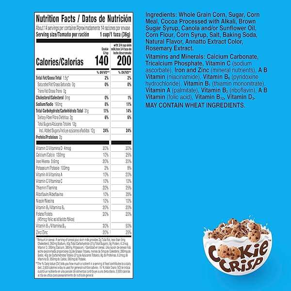 Cookie Crisp Breakfast Cereal, Chocolate Chip Cookie Taste, Made with Whole Grain, Family Size, 18.3 oz - Image 2