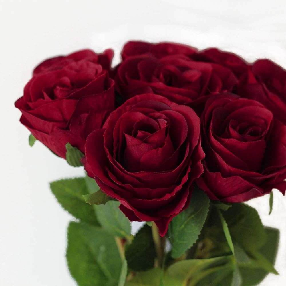 Tinsow Artificial Roses Flowers with 8 Heads for Flower Arrangement, Silk Latex Rose Bouquet for Home Decoration, Faux Roses for Valentine's Day Parties and Wedding Decoration (Red, 8) - Image 6