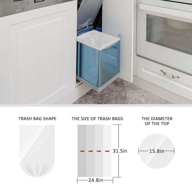 13 Gallon 80 Count Tall Kitchen Trash Bags 10 Gal 12 Gal 13 Gal fit 50 Liters Garbage Bags by Teivio, Waste Basket Bags,Bathroom Trash Can Bin Liners, Plastic Bags for home office kitchen, Clear - Image 2