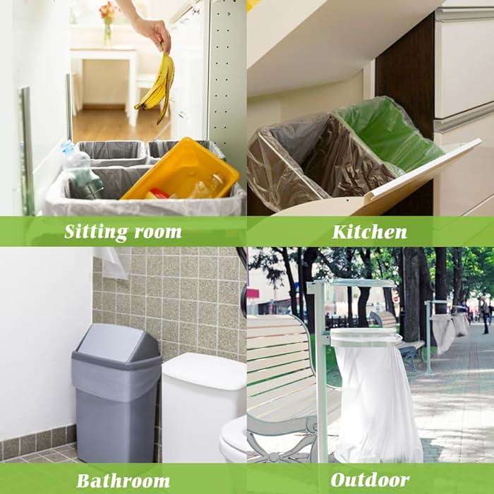13 Gallon 80 Count Tall Kitchen Trash Bags 10 Gal 12 Gal 13 Gal fit 50 Liters Garbage Bags by Teivio, Waste Basket Bags,Bathroom Trash Can Bin Liners, Plastic Bags for home office kitchen, Clear - Image 5