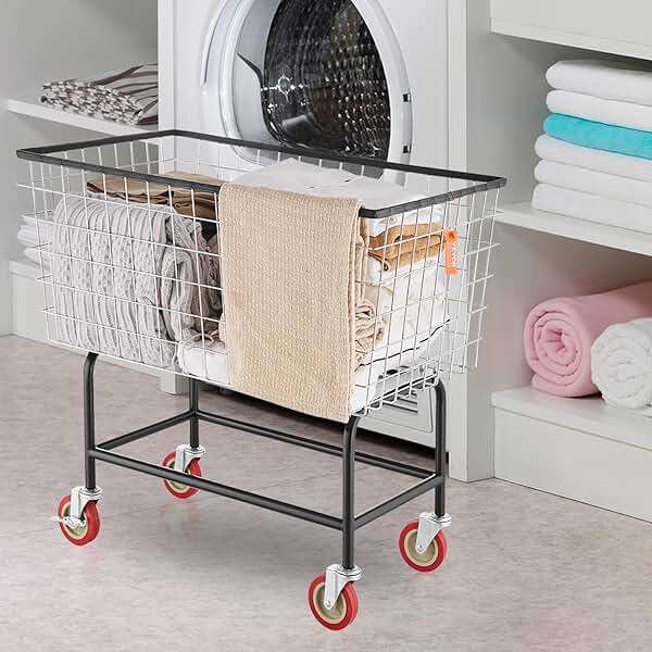 VEVOR Wire Laundry Cart, 3.8Bushel Wire Laundry Basket with Wheels, 32.5''x21.3''x29.9'', Commercial Laundry Basket, Steel Frame with Chrome Finish, 4'' Casters, Wire Cart for Laundry - Image 2