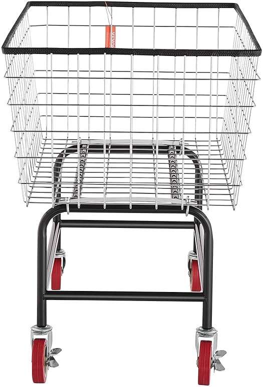 VEVOR Wire Laundry Cart, 3.8Bushel Wire Laundry Basket with Wheels, 32.5''x21.3''x29.9'', Commercial Laundry Basket, Steel Frame with Chrome Finish, 4'' Casters, Wire Cart for Laundry - Image 11