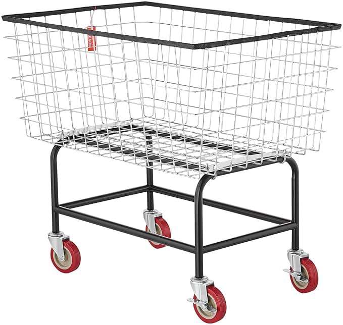 VEVOR Wire Laundry Cart, 3.8Bushel Wire Laundry Basket with Wheels, 32.5''x21.3''x29.9'', Commercial Laundry Basket, Steel Frame with Chrome Finish, 4'' Casters, Wire Cart for Laundry - Image 12
