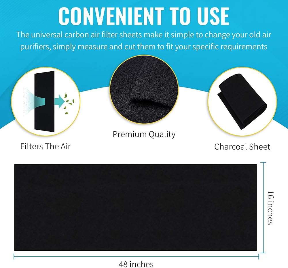 CFS COMPLETE FILTRATION SERVICES EST.2006 1PACK CuttoFit Carbon Pad 16 x 48 inches for Air Filters Charcoal Sheet fits Air Purifiers Range Hoods Furnace Filters removes Odor V O C Parts - Image 4