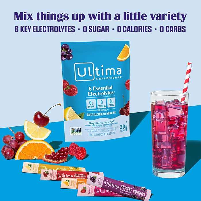Ultima Replenisher Daily Electrolyte Powder Drink Mix – Sugar Free – Original Variety, 20 Stickpacks – Hydration Packets with 6 Electrolytes and Minerals – Keto Friendly, Vegan, Non-GMO - Image 4