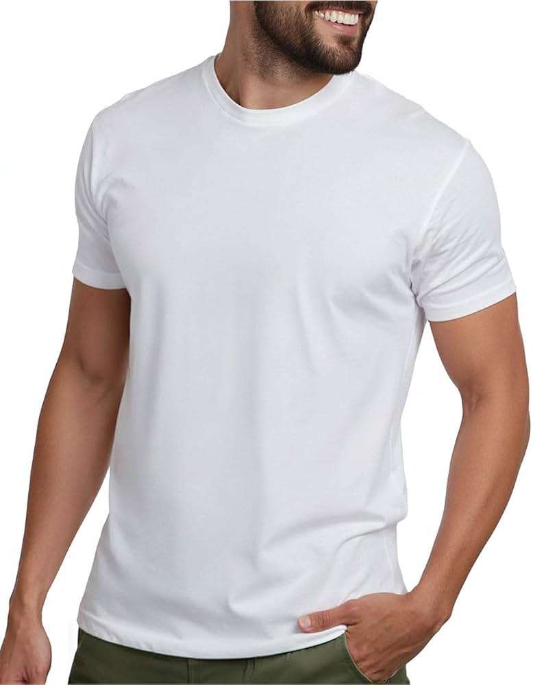 INTO THE AM Mens T Shirts Soft Cotton Blend Crew Neck Tee S - 4XL Athletic Fit Plain Casual T-Shirt for Men - Image 1