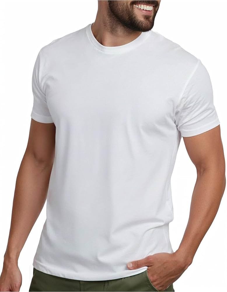 INTO THE AM Mens T Shirts Soft Cotton Blend Crew Neck Tee S - 4XL Athletic Fit Plain Casual T-Shirt for Men - Product Image